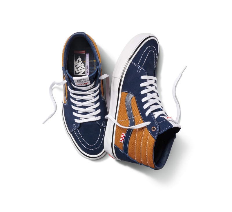 Tnis Vans Sk8-Hi Reynolds Skate Azul Escuro e Bege